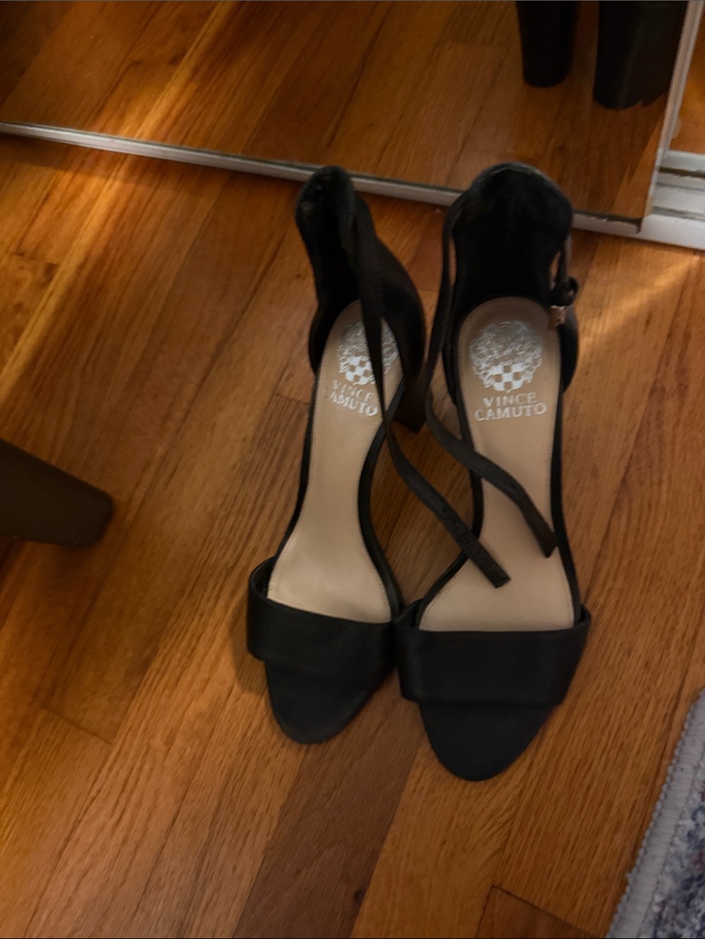 Vince Camuto Black Open-Toe Ankle-Strap Block Heels - Picture 3 of 3